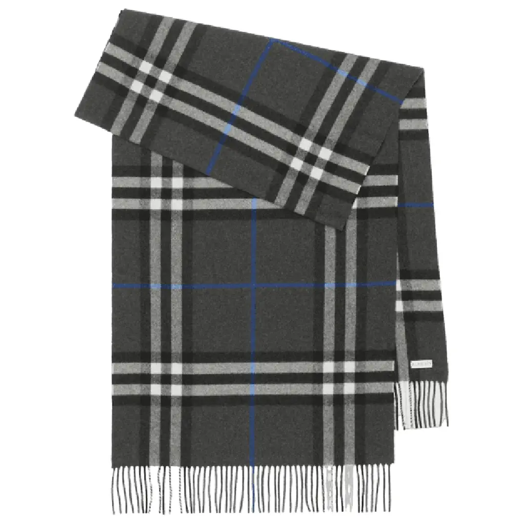 Khăn Burberry Wide Check Cashmere Scarf 'Dark Charcoal' 80952081