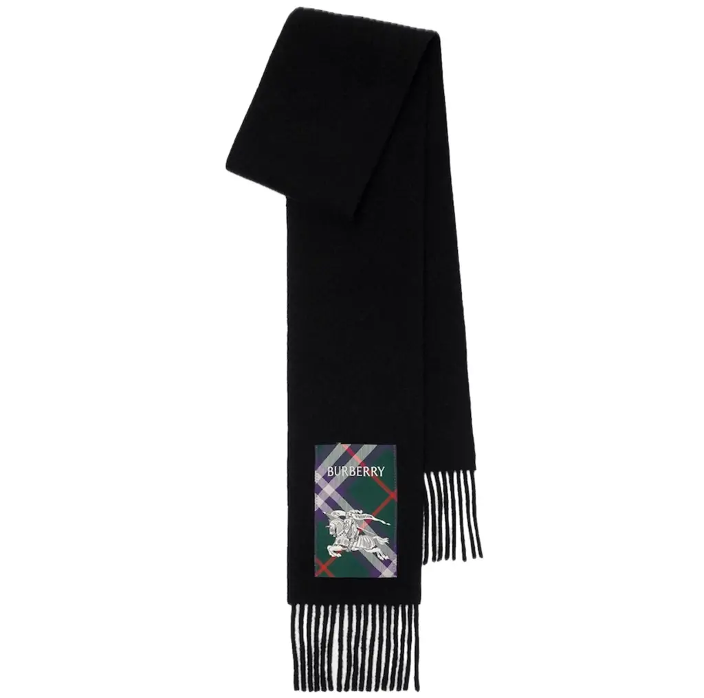 Khăn Burberry Check Label Cashmere Scarf 'Black' 81039971