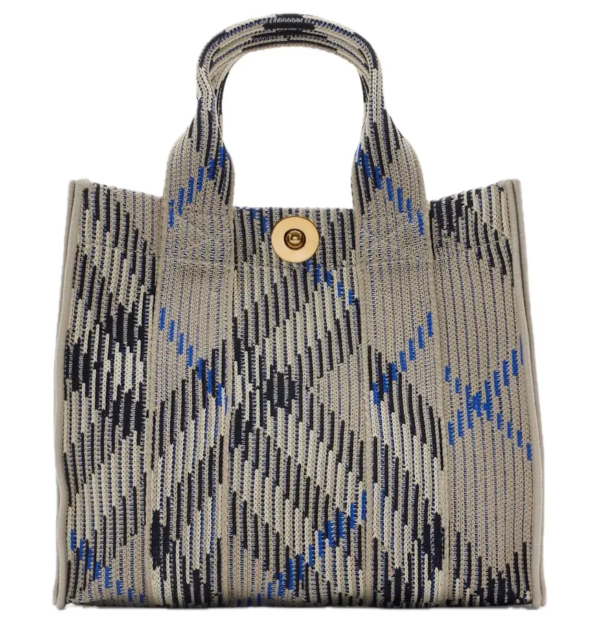 Túi Burberry Mini Check Knitted Tote 'Lichen' 80904041