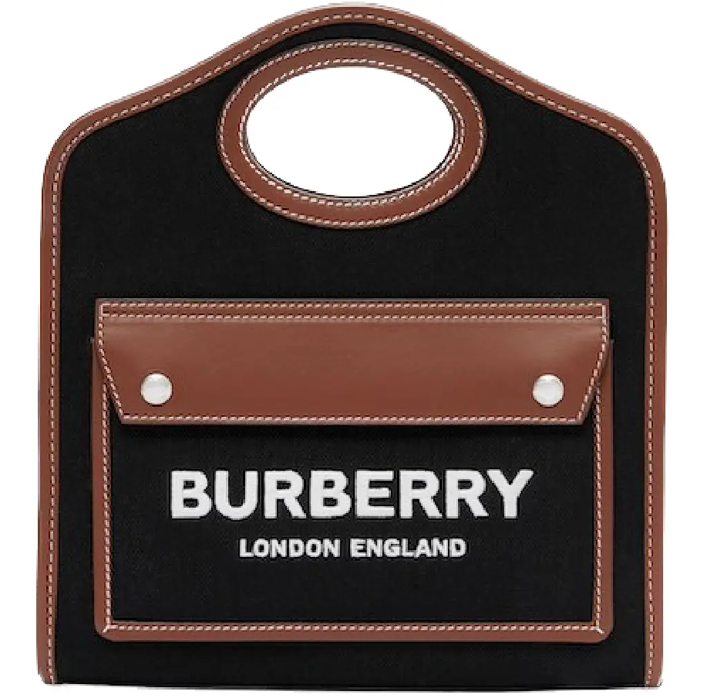 Túi Burberry Technical Cotton Leather Mini 'Black Tan' 80557461