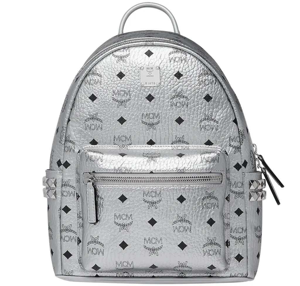 Balo MCM Stark Side Studs Backpack In Visetos 'Silver' MMK9SVE43SB001
