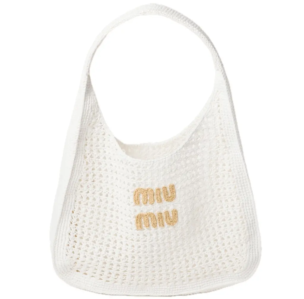 Túi Miu Miu Woven Fabric Hobo Bag 'White' 5BC116-2DO1-F0965-V-OOM