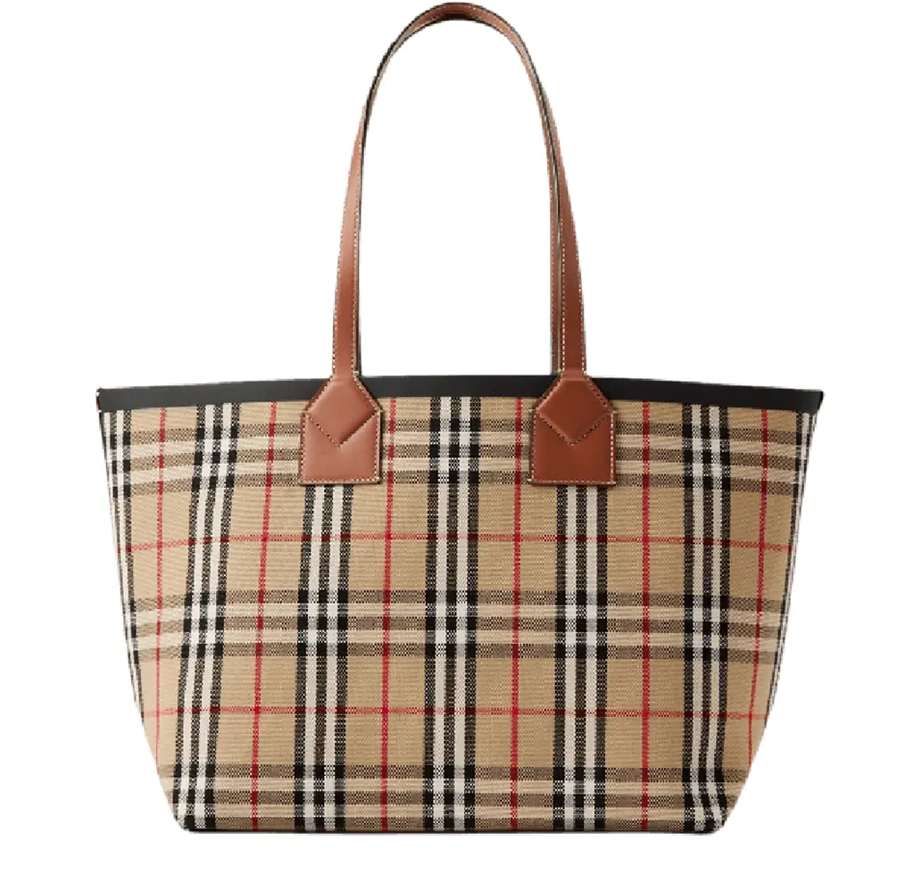 Túi Burberry London Medium Check Cotton Tote 'Briar Wood' 80662231