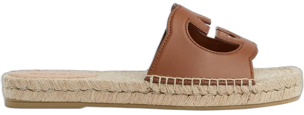 Dép Gucci Interlocking G Cut-Out Slide Espadrille 'Brown' 725260-US000-2535