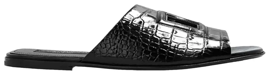 Dép Dolce & Gabbana Crocodile Skin Slide 'Black' A80272AC60680999