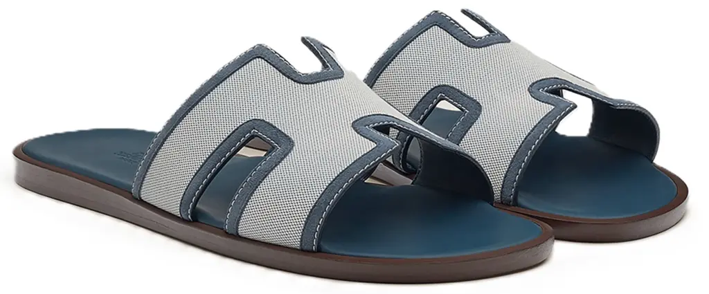 Dép Hermes Izmir Canvas Sandal 'Blue' H221821ZHB1395
