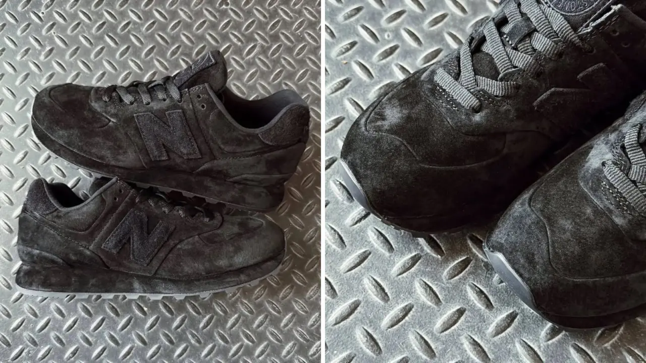 Hinh anh 7: Stone Island x New Balance 574 Ghost: Giay sneaker toi gian voi ba phoi mau Dark Brown, Grey, Navy, ra mat tai London Fashion Week.