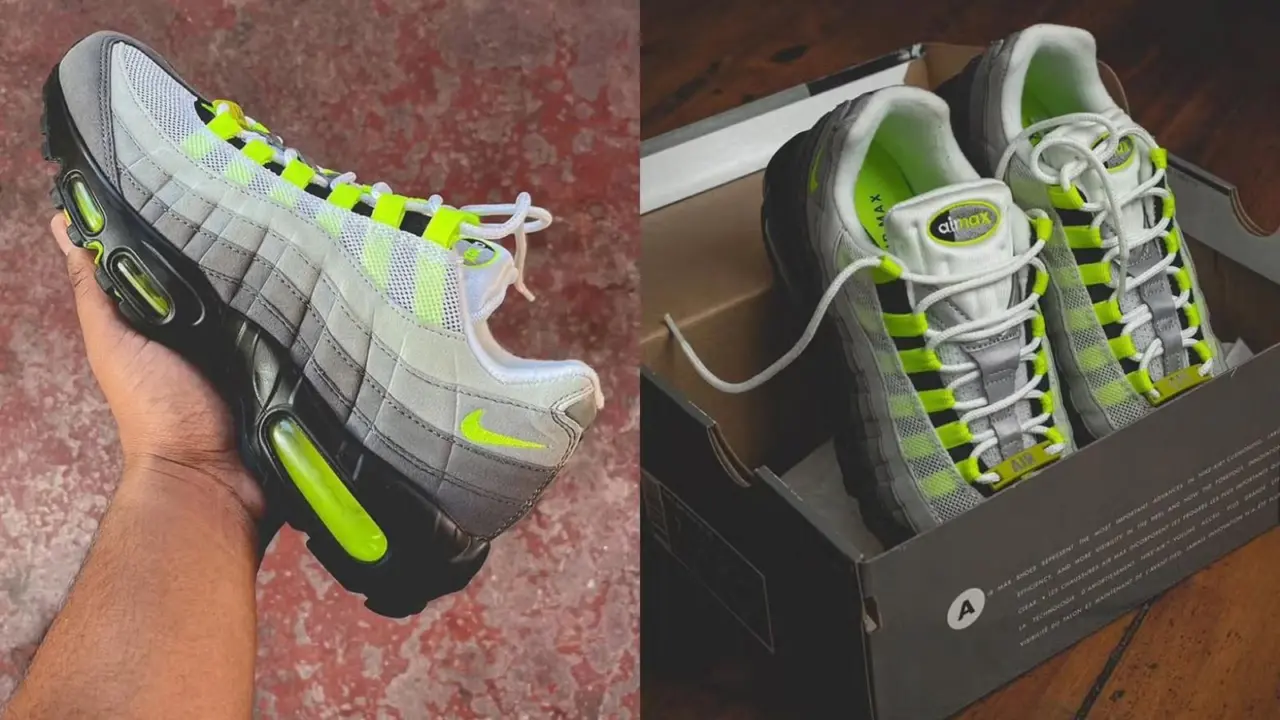 Hinh anh 2: Hinh anh Harajuku x Nike Air Max 95 phien ban moi tu atmos, noi bat voi sac xanh jade va chi tiet HRJK.