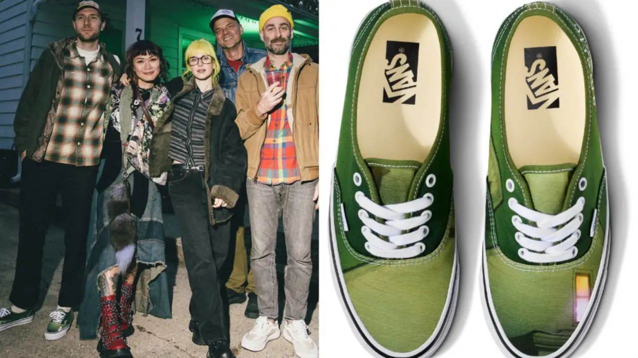 Hinh anh 1: Hinh anh doi giay Vans OTW x American Football Authentic 44 voi thiet ke bia album bieu tuong.