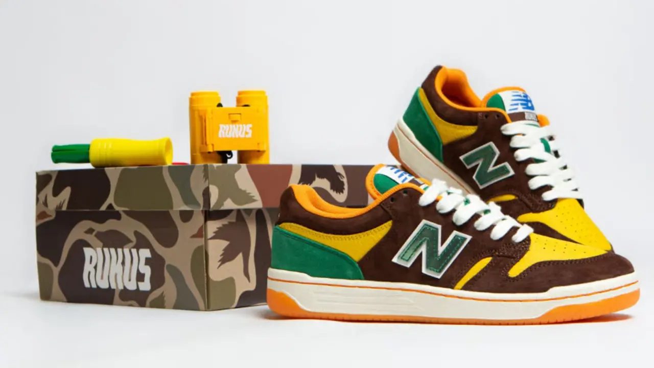 Hinh anh 5: Giay New Balance x Rukus 480 'Mallard Duck' voi thiet ke lay cam hung tu san vit o Louisiana.