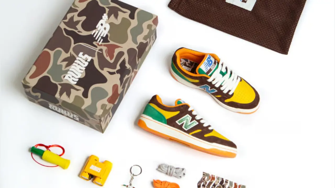 Hinh anh 8: Giay New Balance x Rukus 480 'Mallard Duck' voi thiet ke lay cam hung tu san vit o Louisiana.