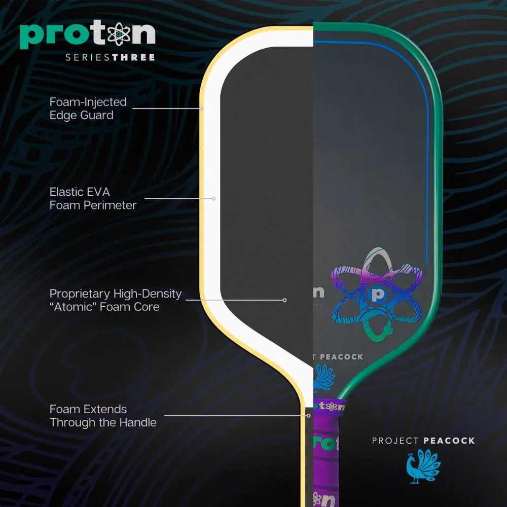 Hinh anh 2: Vot Proton 3 Peacock 15mm - thiet ke dep va hieu nang cao trong Pickleball