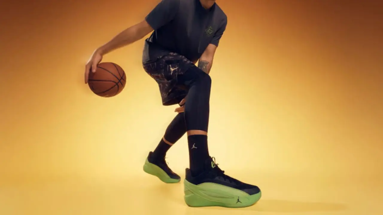 Hinh anh 1: Jordan Luka 5 cua Luka Doncic voi phoi mau Illusion Green va cong nghe ISOband