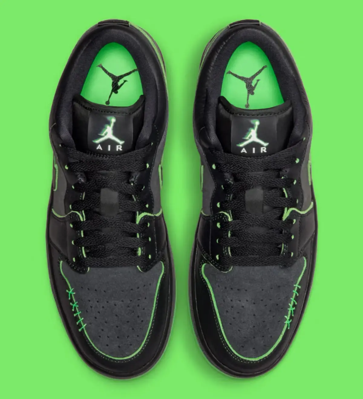 Jordan 1 Low Black Scream Green mang phong cách Halloween